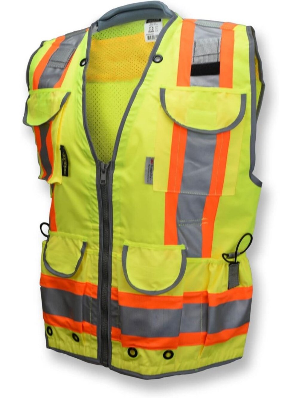 Heavy Duty Two-Tone Engineer Safety Vest with Padded Neck & Cargo Pockets, XL